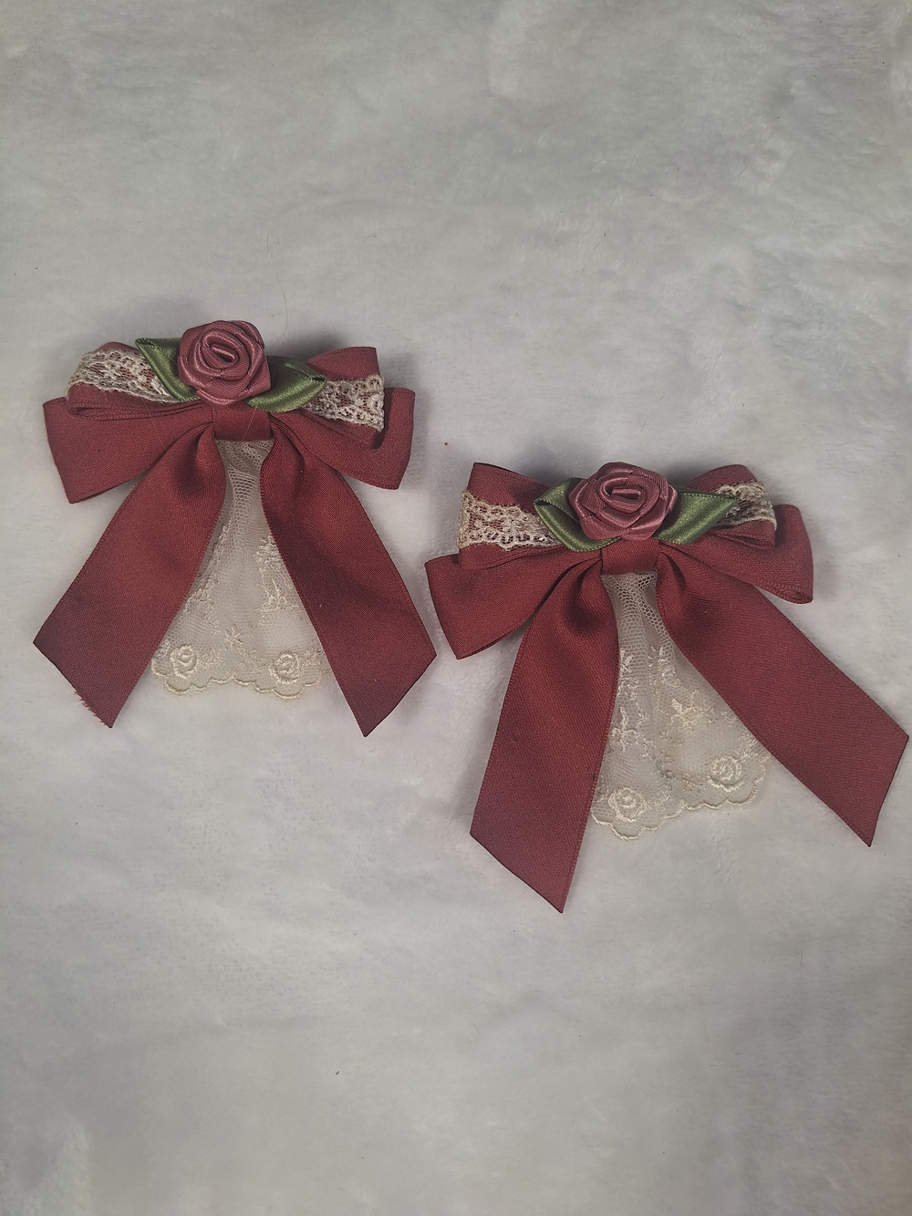 Innocent World Pink Rose Lace Hair Bows | Set of 2 | Classic Lolita